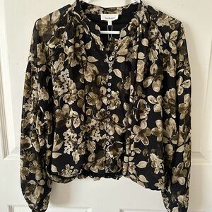 Bohme Black and Tan Floral Blouse